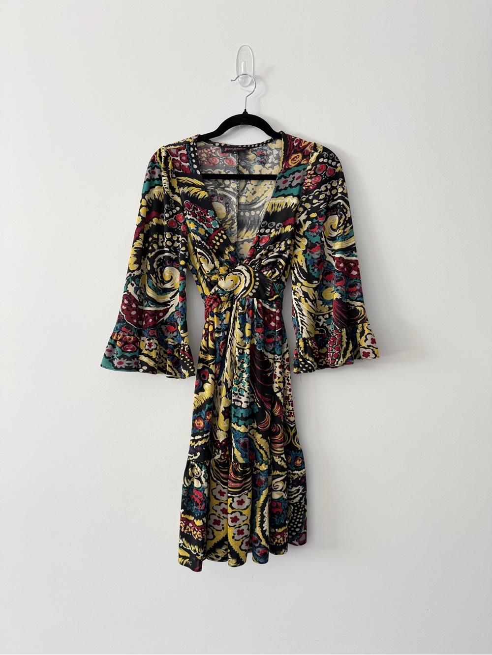 Vintage Betsey Johnson 2007 Tie Back Bell Sleeve Dress
